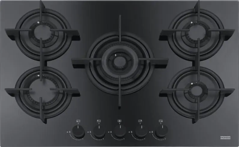 Cumpărături sigure Plita gaz incorporabila Franke Crystal Black FHCR 755 4G TC HE BK C cu 5 arzatoare, 720x510mm, gratare fonta