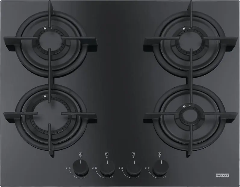 Plita gaz incorporabila Franke Crystal Black FHCR 604 4G HE BK C cu 4 arzatoare, 590x510mm, gratare fonta Cumpărături sigure