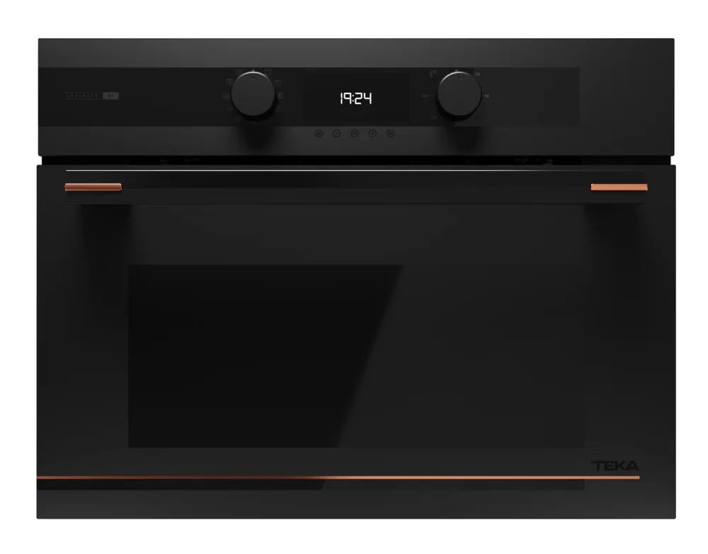 Cel mai vândut Cuptor compact incorporabil Teka HLC 84-G1 BM combi-microunde, 40 litri, 6 programe, HydroClean, design Infinity G1, negru mat cu detalii cupru