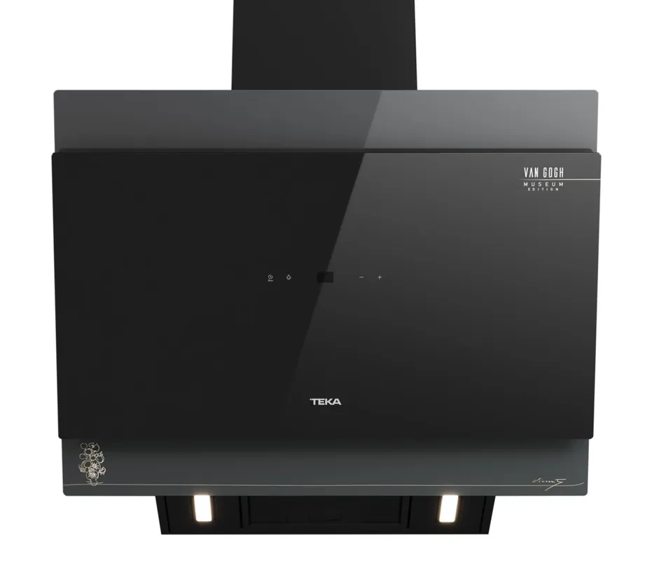 Vezi acum Hota Teka DVT-VG 68660 TOS BK 60cm, design vertical, extractie perimetrala, 3 trepte + Turbo, Fresh AIR, 698m3/h Turbo, cristal gri inchis & negru, editie speciala Van Gogh