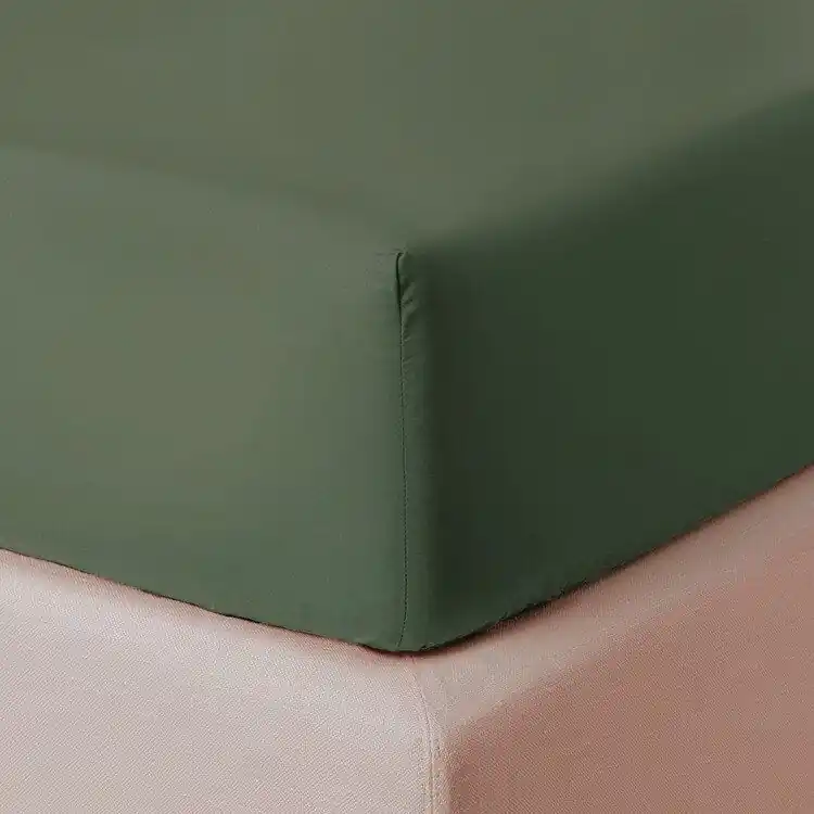 Cearceaf de pat cu elastic Descamps Unis Percale 94 180x200cm, Verde Fougere Promoție