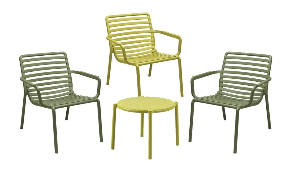 Ofertă limitată Set Nardi cu 3 scaune Doga Relax pera - agave + masuta Doga pera