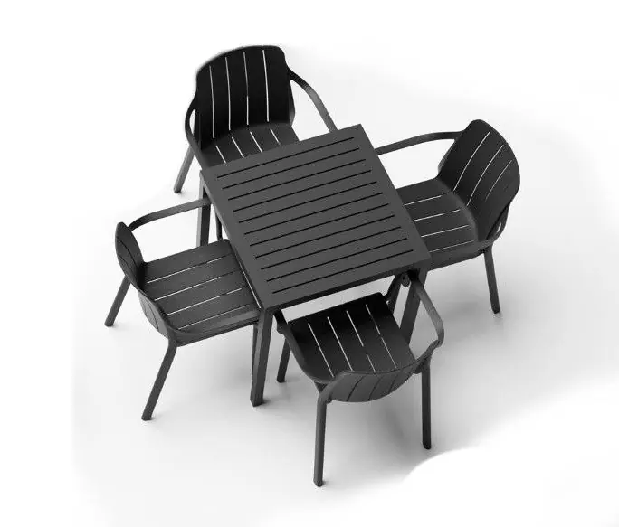 Livrare rapidă Set Nardi cu masa Cube 80x80cm si 4 scaune Tiberina Bistrot antracit