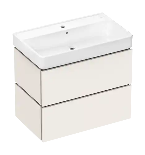 Preț mic Set mobilier Hansgrohe cu lavoar Xanuia Q 80cm si dulap baza Xilesa E cu 2 sertare, bej nisip mat