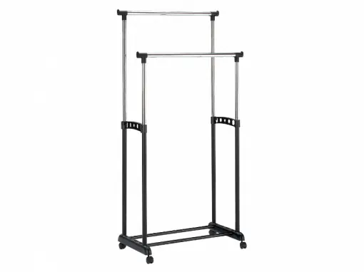 Cumpărături sigure CUIER DE HAINE NOVA II, 94/168 CM, NEGRU/CROM, DIN METAL SI PLASTIC, STIL MODERN