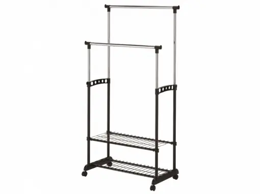 Cel mai bun preț CUIER DE HAINE NOVA II BIS, 94/168 CM, NEGRU/CROM, DIN METAL SI PLASTIC, STIL MODERN