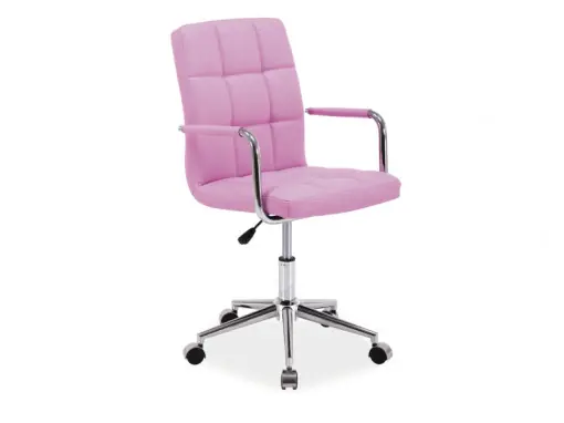 Preferatul clienților SCAUN DE BIROU PIVOTANT Q-022, ROZ/CROM, TAPITERIE DIN PIELE ECOLOGICA SI PICIOR DIN METAL, STIL MODERN