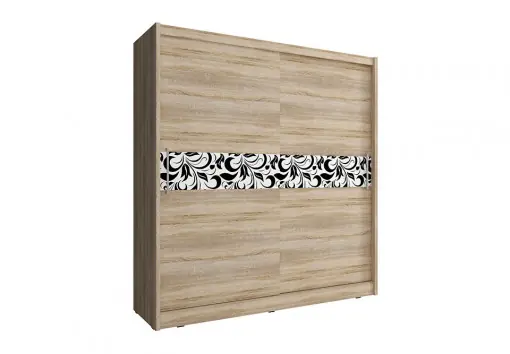 DULAP DORMITOR WIKI V A 200 SONOMA/ALB/NEGRU DESIGN MODERN PSK Ofertă limitată