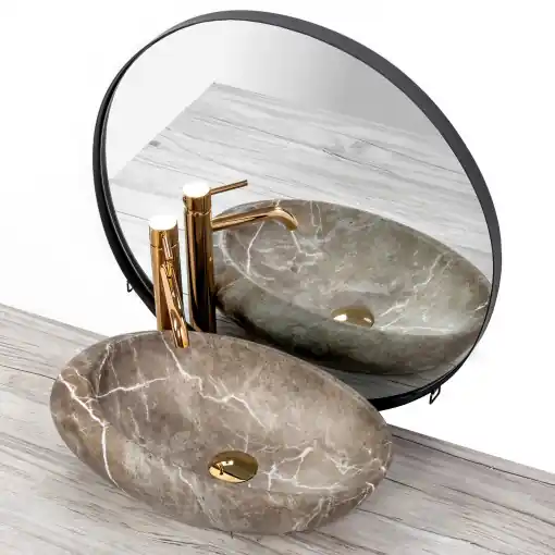 Discount LAVOAR REA ROXY B, STONE NATURE, EFECT DE PIATRA GRI, 49 CM, DIN CERAMICA, CALITATE SUPERIOARA
