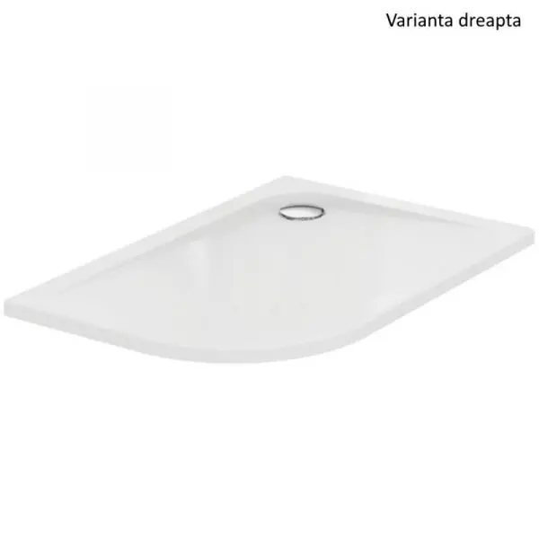 Cel mai vândut Cadita dus asismetrica, Ideal Standard, Ultraflat, acril, alb, 90x70 cm L.90xL.70xH.4cm,Dx