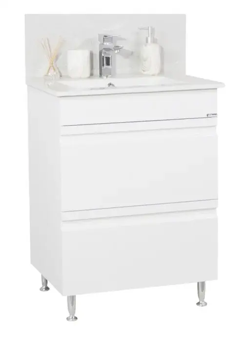 Cumpără online Set Baza front MDF si Lavoar seria 086, cu sertare, 60 cm, alb