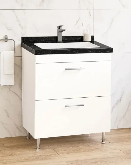 Set Baza si Lavoar seria 867, cu sertare, 60 cm, alb + negru Mai ieftin